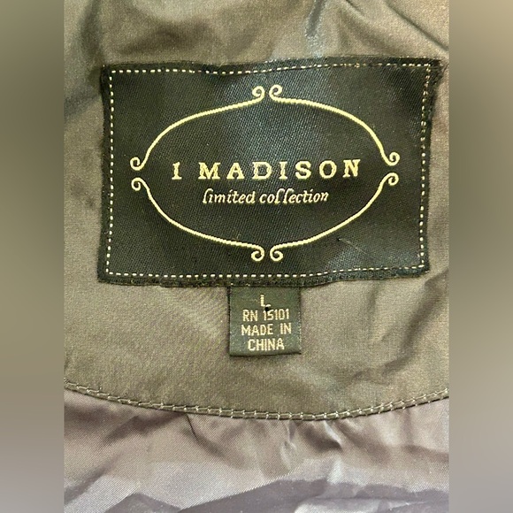 1 Madison Limited Collection Charcoal Gray Coat Fox Fur Trimmed Hood Size Large - Picture 4 of 10